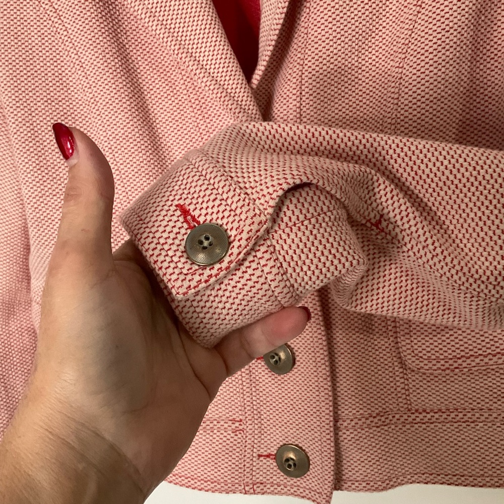 Cabi #5301 Amelia Coral Pink Button Up Bomber Jacket; Size Medium - Picture 10 of 16